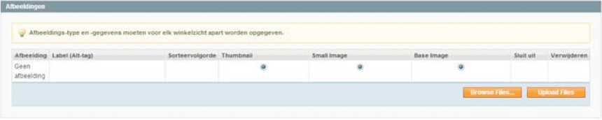 Screenshot nieuw product toevoegen afbeeldingen Magento 1