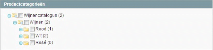 Screenshot nieuw product productcategorie Magento 1