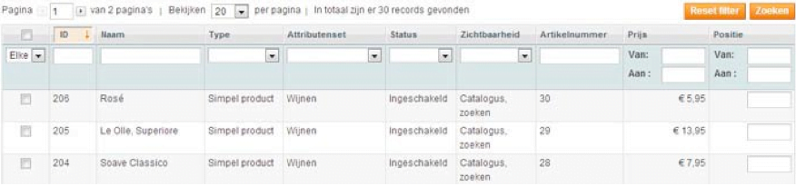 Screenshot nieuw product, verwante producten, up-sell, cross-sell Magento 1