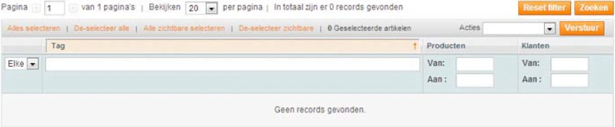 Screenshot productconfiguratie tags toevoegen Magento 1