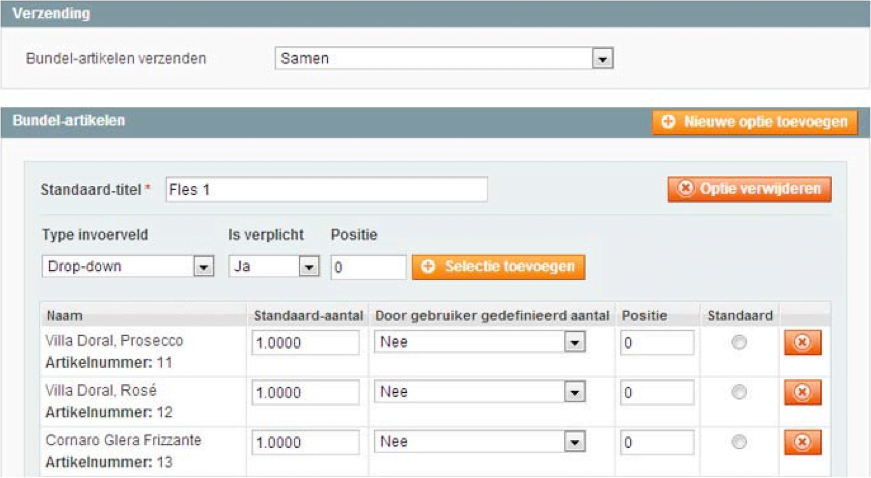 Screenshot bundled items product Magento 1