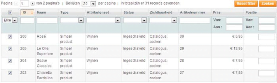 Screenshot grouped product verwante producten pagina Magento 1