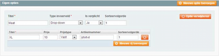 Screenshot eigen optie toevoegen Magento 1