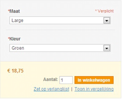 Screenshot voorbeeld product Magento 1