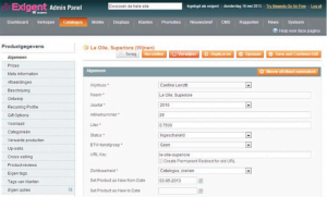 Screenshot productbeheer Magento 1