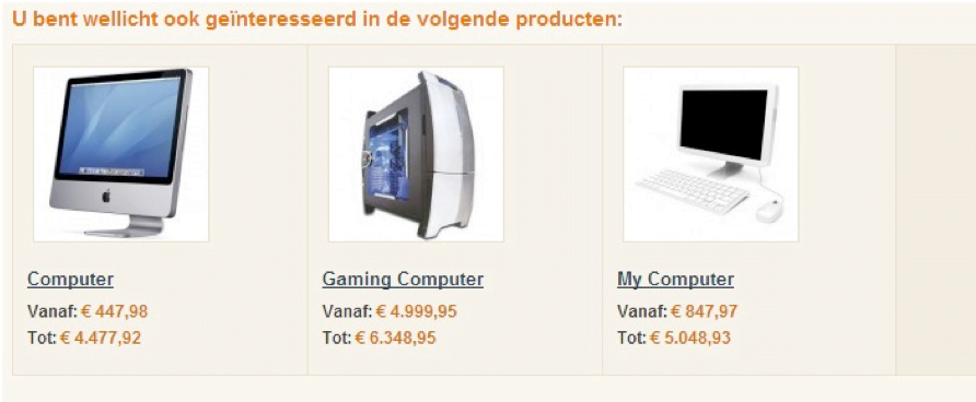 Screenshot cross-sell voorbeeld Magento 1