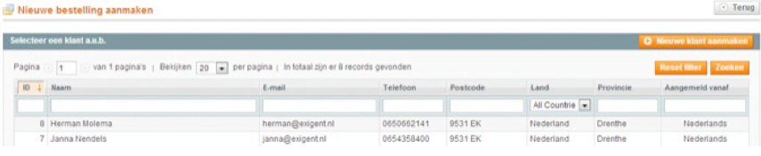 Screenshot nieuwe bestelling aanmaken Magento 1