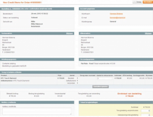 Screenshot terugbetaling/retourneren Magento 1