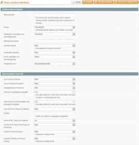 Screenshot nieuwe attribuut aanmaken Magento 1