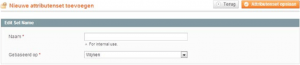 Screenshot nieuwe attributenset toevoegen Magento 1