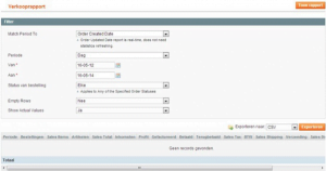 Screenshot verkooprapport Magento 1