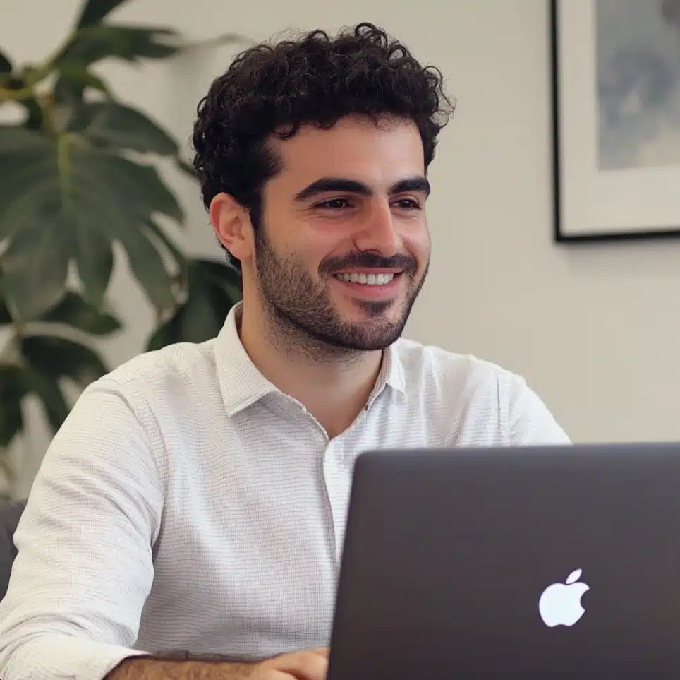 Zakenman achter laptop